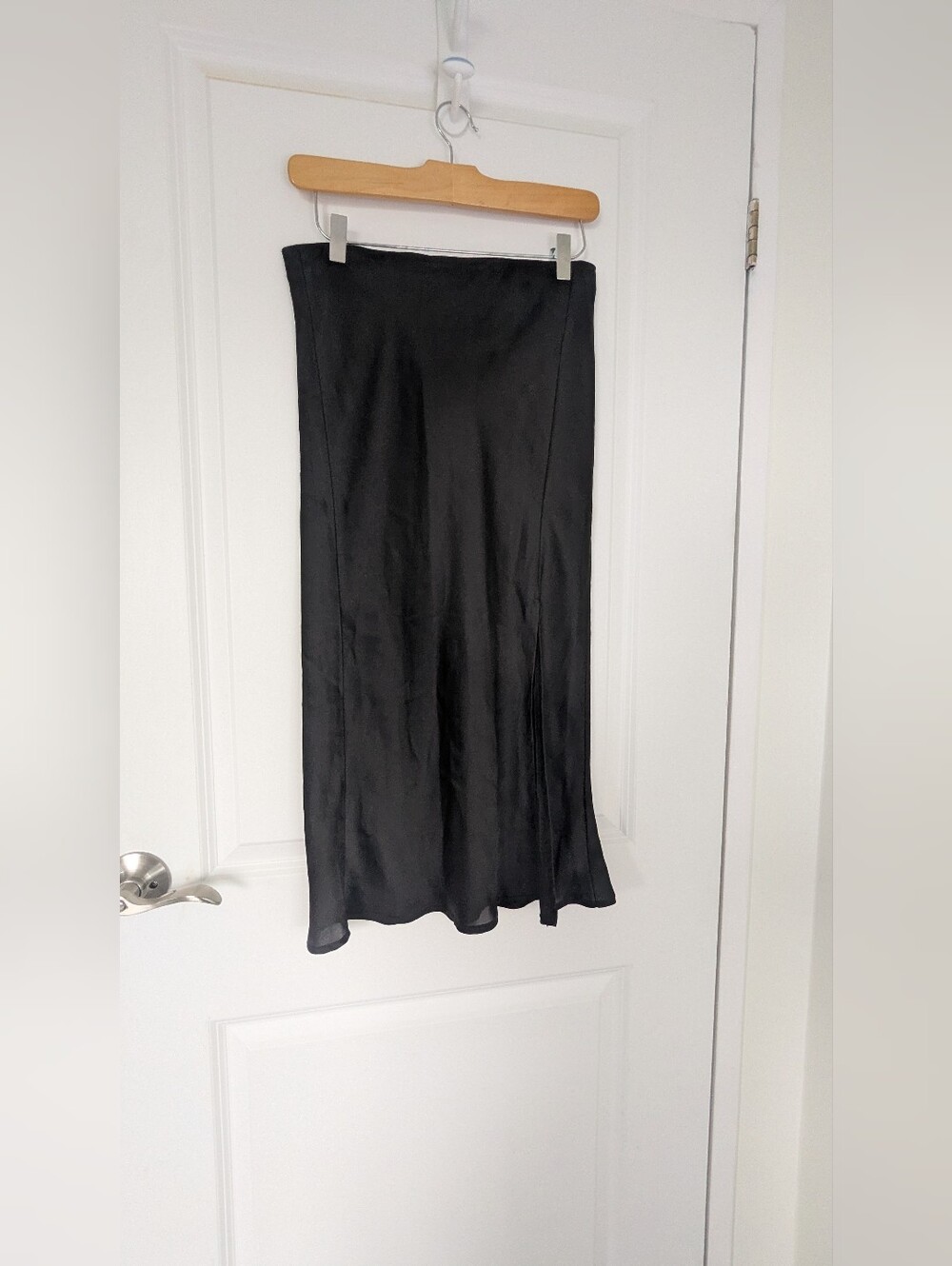 Glassons Black Satin Midi Skirt (Size 10)